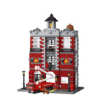 Fire Station Model Building Block Fire Truck Educational STEM Blocks Bricks Set with Light