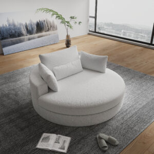 Round Sofa Chair Luxury Compressed Sofa Filling 5 Layer Foam Design Comfortable Round Sofa with Throw Pillows