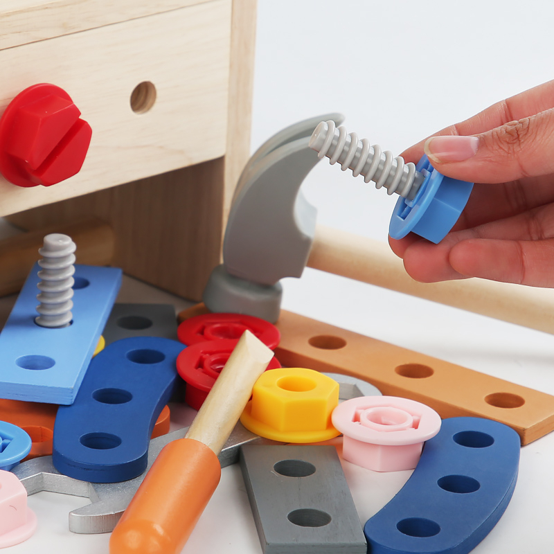 Kids Educational Wooden Tool Box Set Toy Screw Nut Disassembly Assembly Kids Educational Wooden Tool Box Set Toy Screw Nut Disassembly Assembly