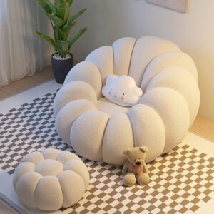 Memory Foam Giant round Beanbag Chair Convertible Foldable Leisure Sofa for Bedroom or Hotel Lazy Filling Living Room Style